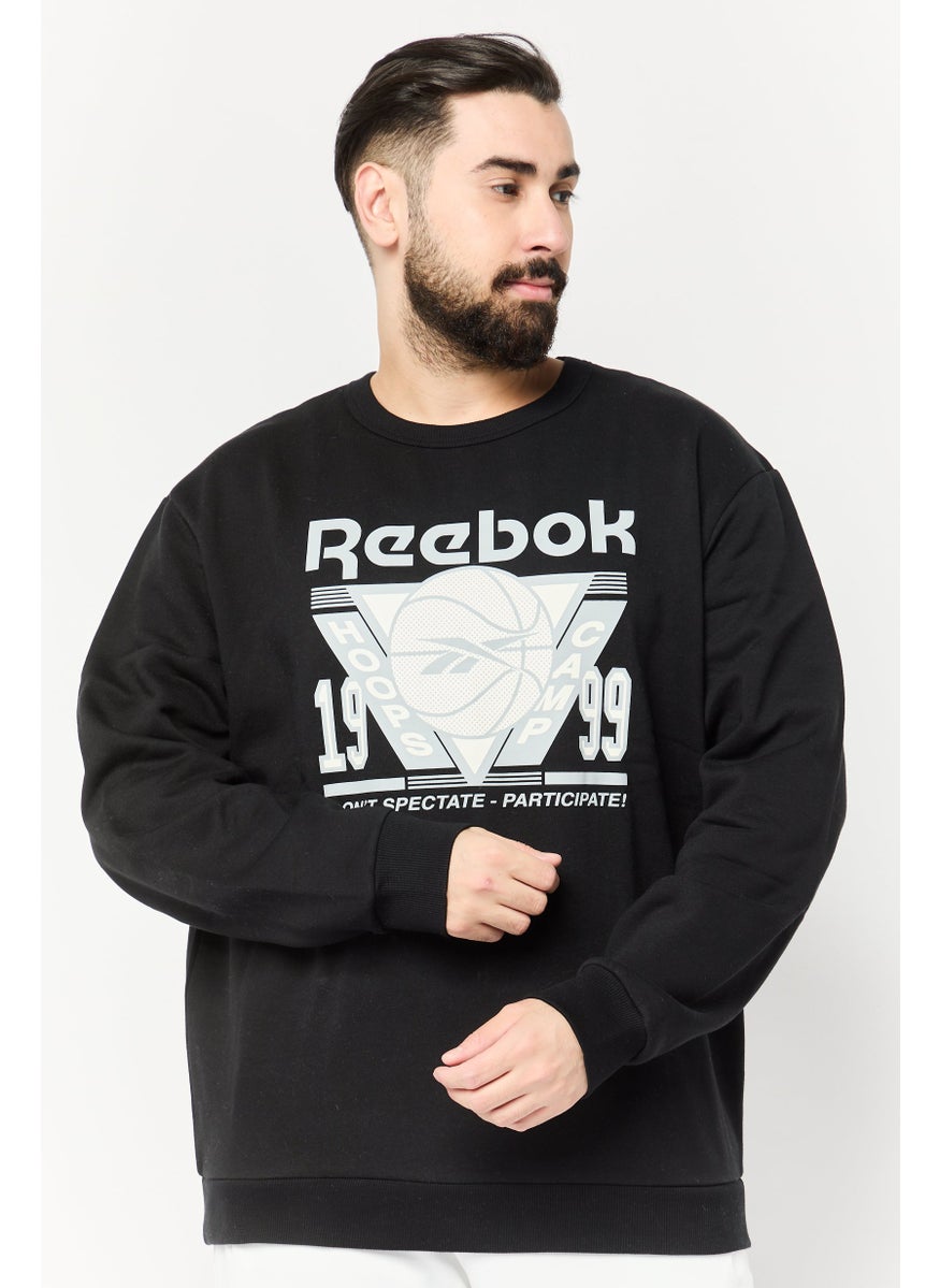 Men Sportswear Fit Long Sleeve Basketball Sweatshirt, Black