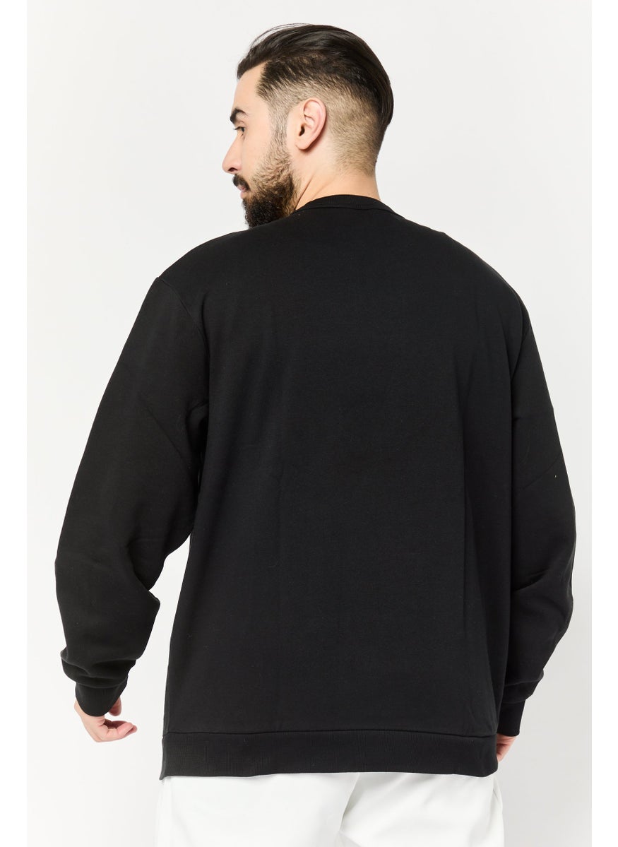 Men Sportswear Fit Long Sleeve Basketball Sweatshirt, Black