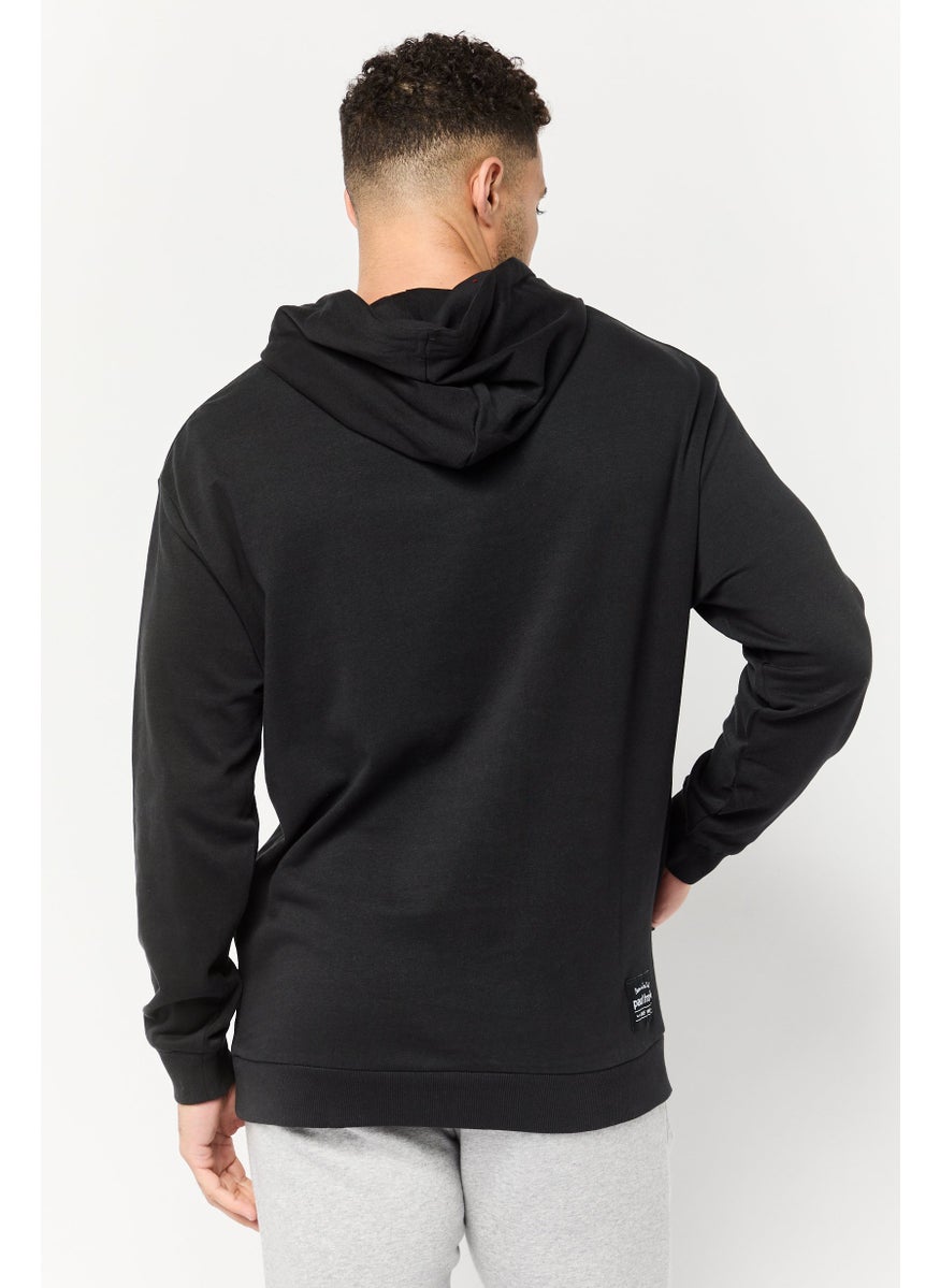 Men Long Sleeves Brand Logo Hoodie, Black