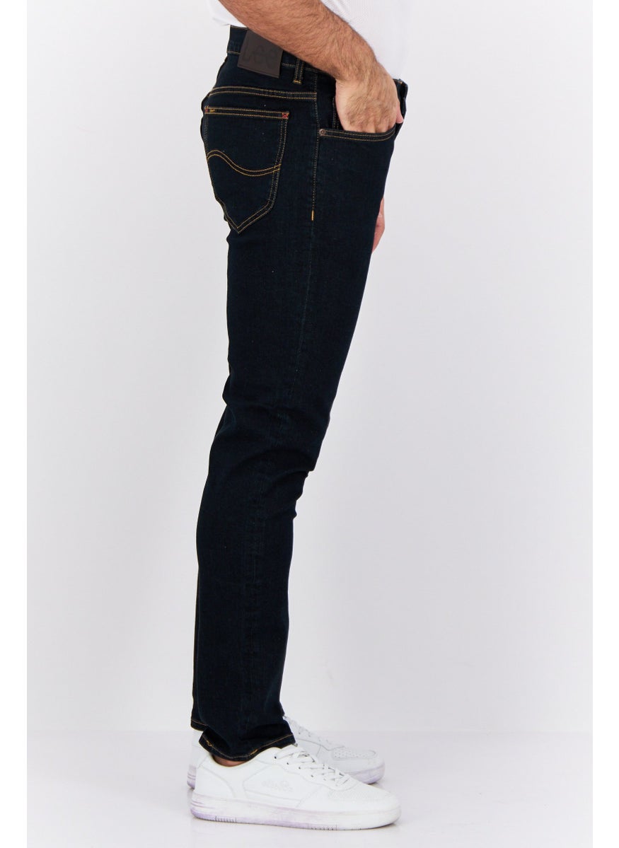 Men Slim Fit Solid Stretchable Straight Leg Jeans, Black