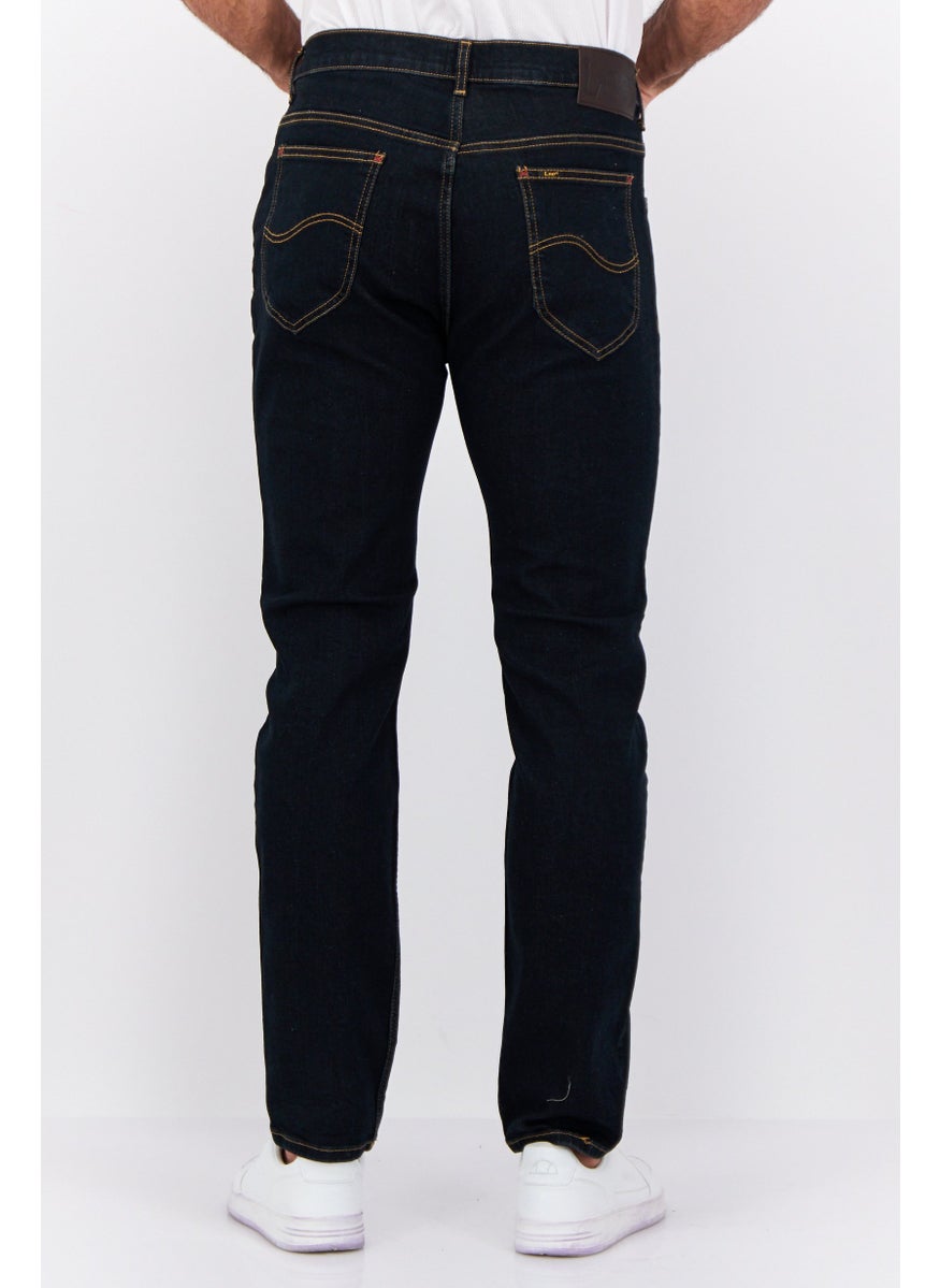 Men Slim Fit Solid Stretchable Straight Leg Jeans, Black
