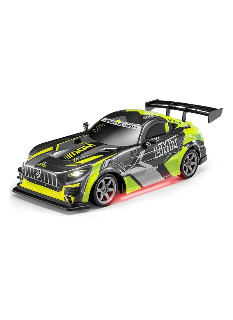 1:16 Scale RC Drift Car – 25KM/H High Speed 4WD Remote Control Car for Kids Age 3+ & Adults, 2.4GHz Controller, Dual 7.4V Batteries, LED Lights, Extra Drift & Normal Tires, Strong Motor, Fully Enclosed Shell, Interchangeable Wheels, Off-Road Racing Toy, Birthday Gift for Boys & Girls, Green