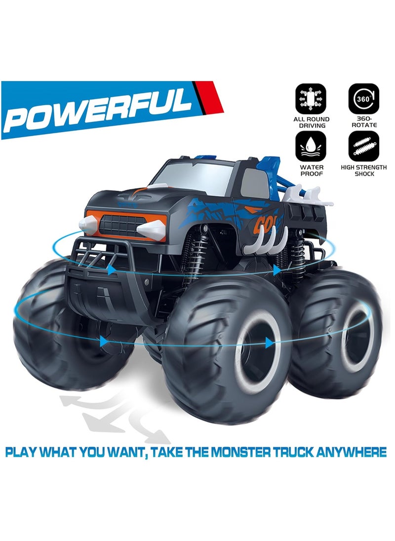 1:16 Waterproof RC Monster Truck Pickup Car – 4WD Amphibious Remote Control Off-Road Car Toys, High Speed, Shockproof, Rechargeable, All-Terrain Vehicle Gift for Kids Age 6-12 Boys & Girls - Blue