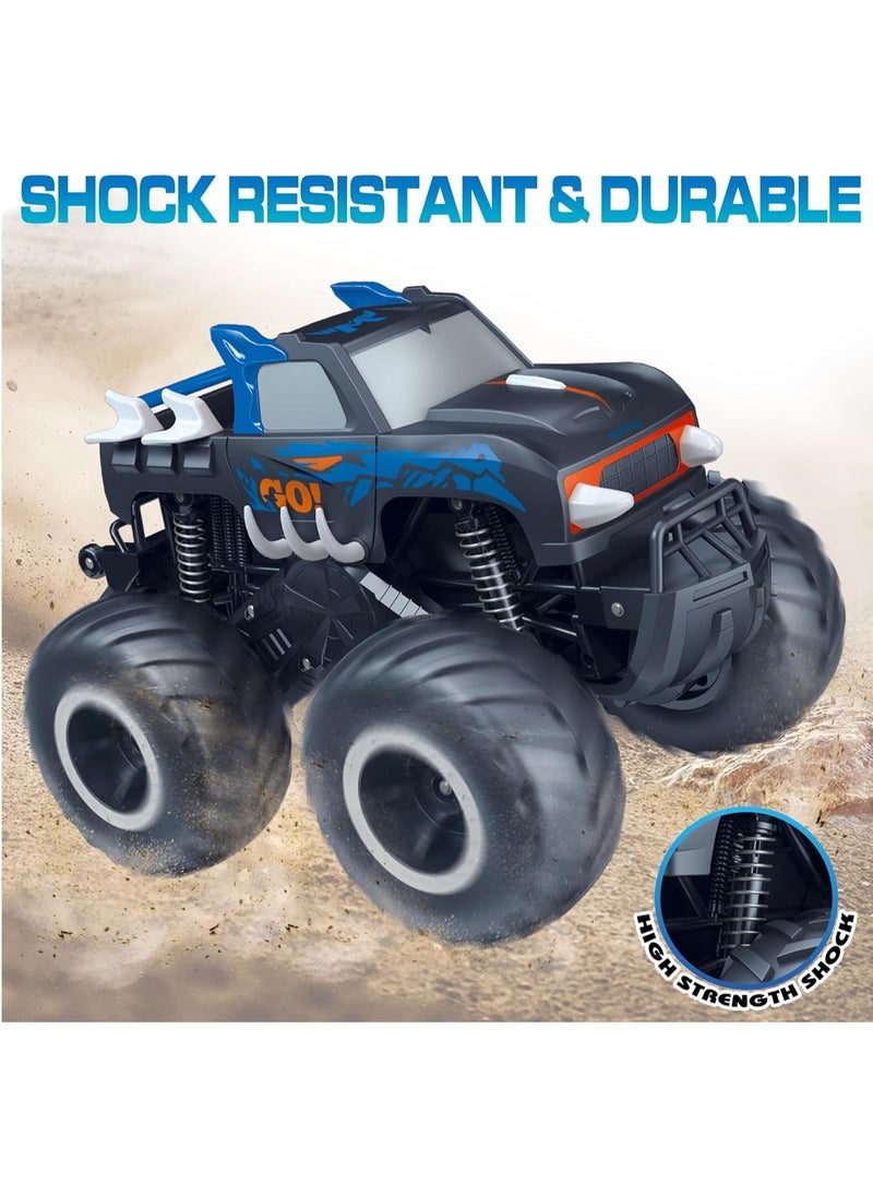 1:16 Waterproof RC Monster Truck Pickup Car – 4WD Amphibious Remote Control Off-Road Car Toys, High Speed, Shockproof, Rechargeable, All-Terrain Vehicle Gift for Kids Age 6-12 Boys & Girls - Blue