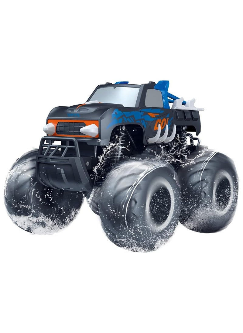 1:16 Waterproof RC Monster Truck Pickup Car – 4WD Amphibious Remote Control Off-Road Car Toys, High Speed, Shockproof, Rechargeable, All-Terrain Vehicle Gift for Kids Age 6-12 Boys & Girls - Blue