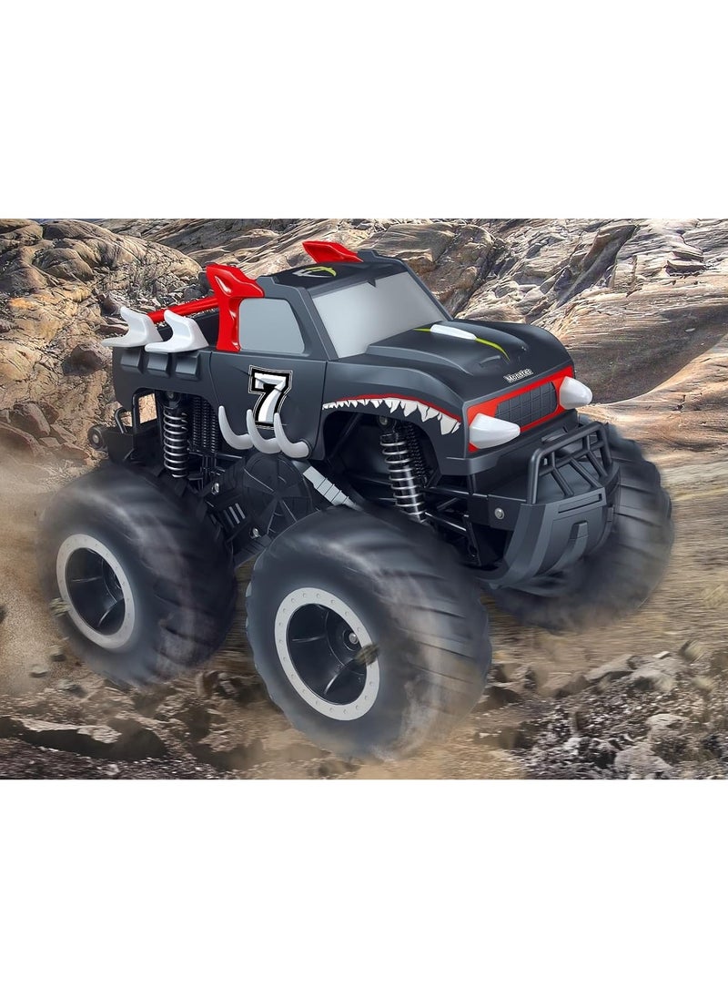 1:16 Waterproof RC Monster Truck Pickup Car – 4WD Amphibious Remote Control Off-Road Car Toys, High Speed, Shockproof, Rechargeable, All-Terrain Vehicle Gift for Kids Age 6-12 Boys & Girls - Black