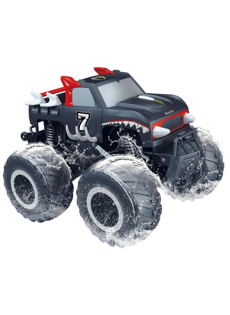 1:16 Waterproof RC Monster Truck Pickup Car – 4WD Amphibious Remote Control Off-Road Car Toys, High Speed, Shockproof, Rechargeable, All-Terrain Vehicle Gift for Kids Age 6-12 Boys & Girls - Black