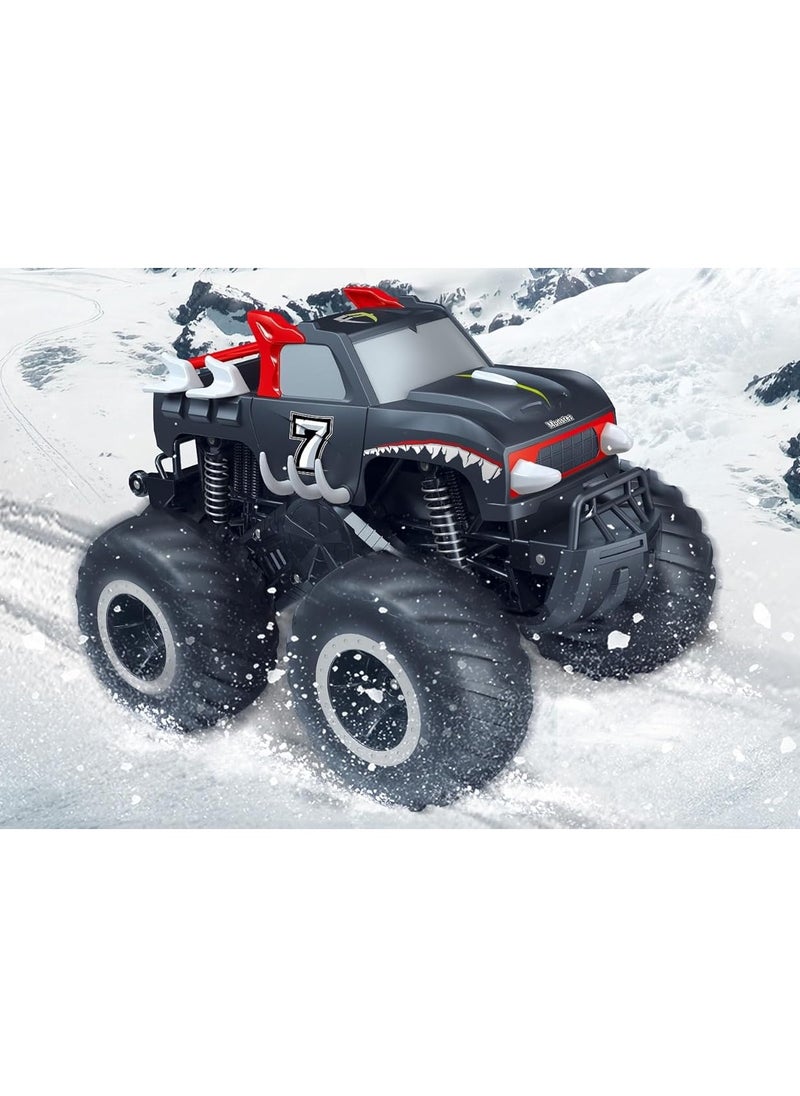 1:16 Waterproof RC Monster Truck Pickup Car – 4WD Amphibious Remote Control Off-Road Car Toys, High Speed, Shockproof, Rechargeable, All-Terrain Vehicle Gift for Kids Age 6-12 Boys & Girls - Black