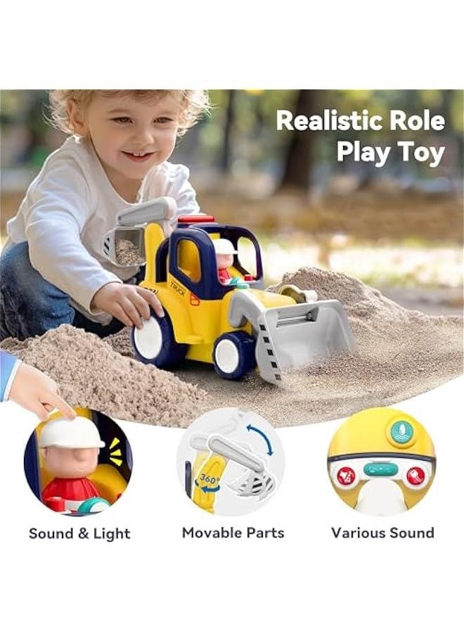 Remote Control Construction Truck Toy for Toddlers 2-4, Baby RC Car Toys W/Light Sound, Backhoe Loader Play Vehicle, Birthday Gift 18 24 Month Infant, 2 3 4 5 Year Old Boy Girl Children