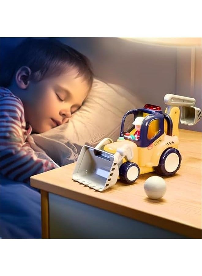 Remote Control Construction Truck Toy for Toddlers 2-4, Baby RC Car Toys W/Light Sound, Backhoe Loader Play Vehicle, Birthday Gift 18 24 Month Infant, 2 3 4 5 Year Old Boy Girl Children