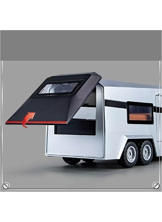 1:32 Sound And Light Tesla Pickup Truck Trailer Alloy Car Model Die-cast Metal Off-road Vehicle Truck Model