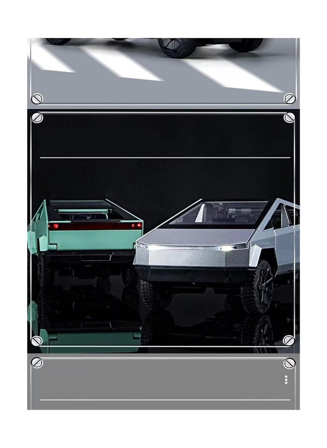 1:32 Sound And Light Tesla Pickup Truck Trailer Alloy Car Model Die-cast Metal Off-road Vehicle Truck Model