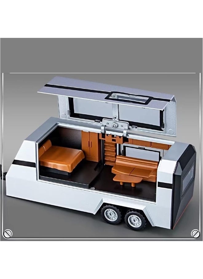 1:32 Sound And Light Tesla Pickup Truck Trailer Alloy Car Model Die-cast Metal Off-road Vehicle Truck Model