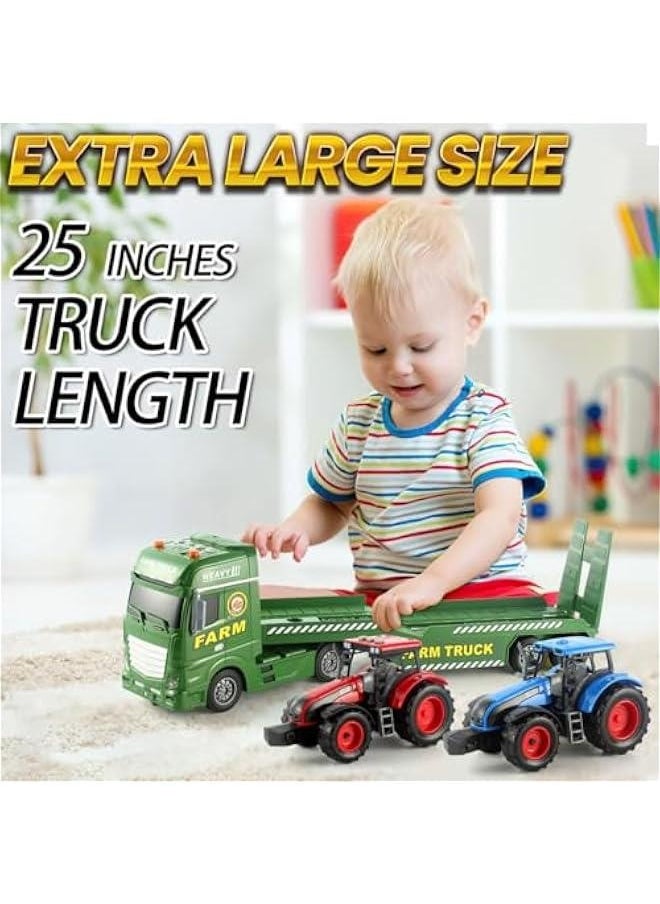 3 in 1 Tractor Set  Truck Toddlers Farm Vehicle Toys 25” Truck Toys for Kids with Sounds and Lights for Boys  Girls Ages 3 4 5 6