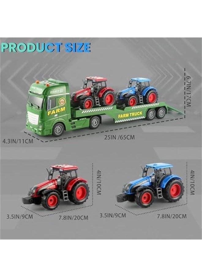 3 in 1 Tractor Set  Truck Toddlers Farm Vehicle Toys 25” Truck Toys for Kids with Sounds and Lights for Boys  Girls Ages 3 4 5 6