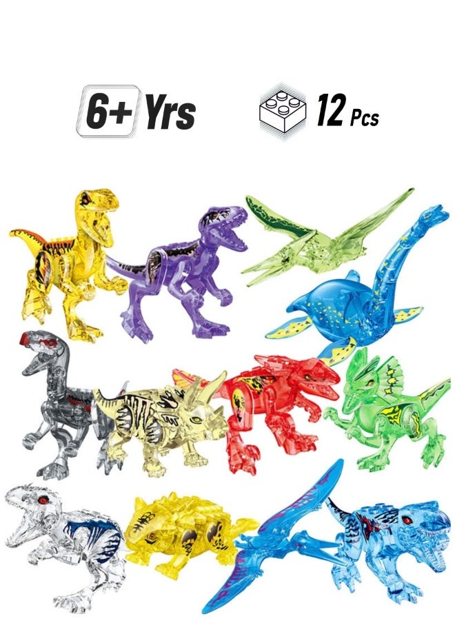 12 Pieces Of Jurassic Crystal Dinosaur Building Blocks