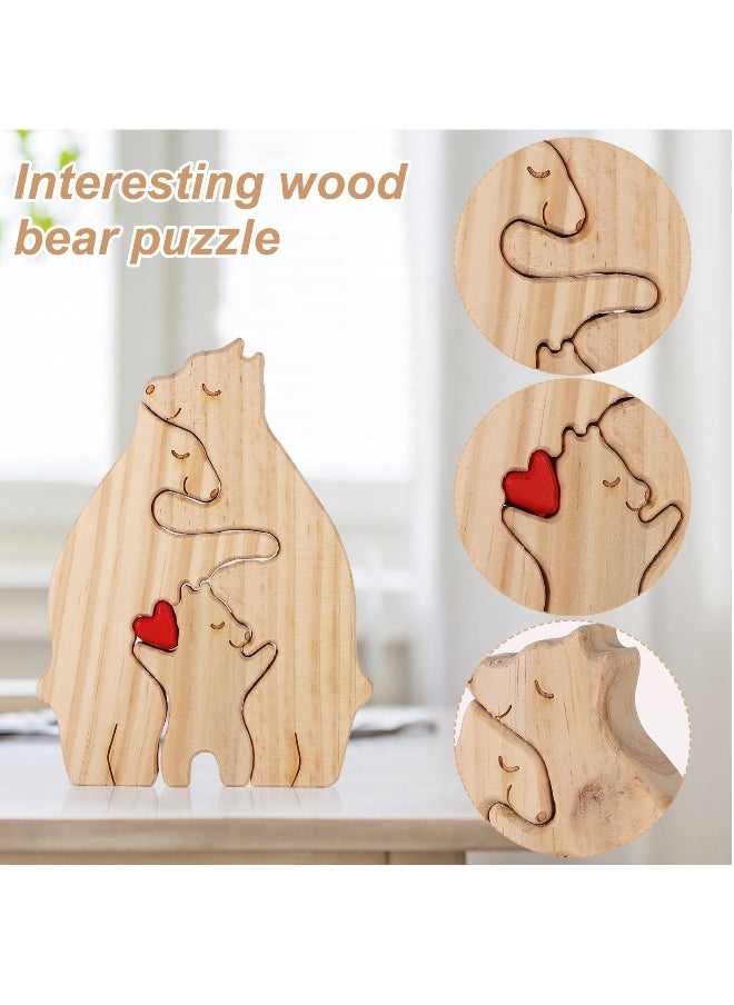 Personalized Family Name Puzzle, 3 Bears Wooden Bear Family Puzzle Decorative Wooden Bear Puzzle Creative Birthday Gifts for Parents Home Decor Housewarming Gifts