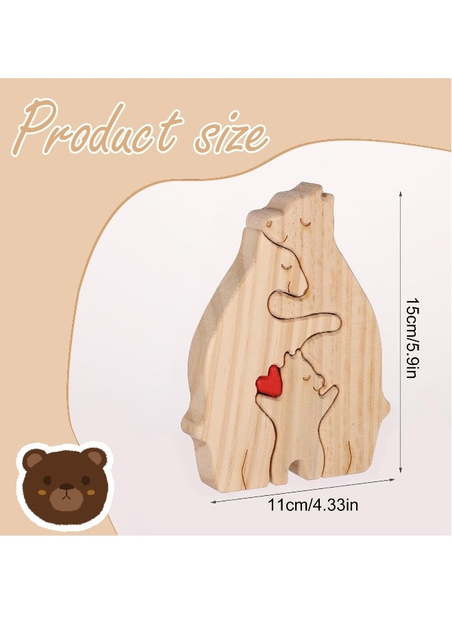 Personalized Family Name Puzzle, 3 Bears Wooden Bear Family Puzzle Decorative Wooden Bear Puzzle Creative Birthday Gifts for Parents Home Decor Housewarming Gifts