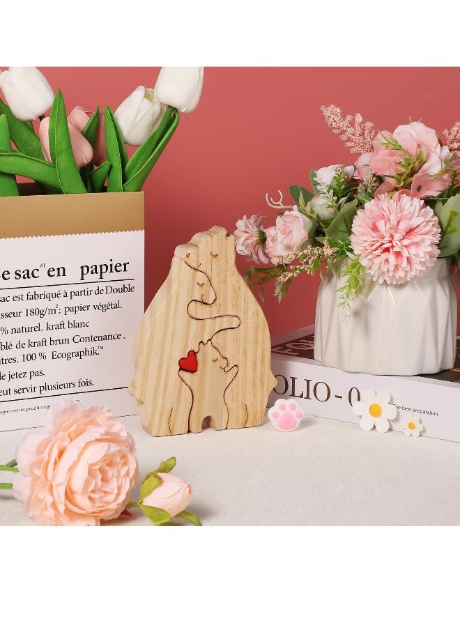 Personalized Family Name Puzzle, 3 Bears Wooden Bear Family Puzzle Decorative Wooden Bear Puzzle Creative Birthday Gifts for Parents Home Decor Housewarming Gifts