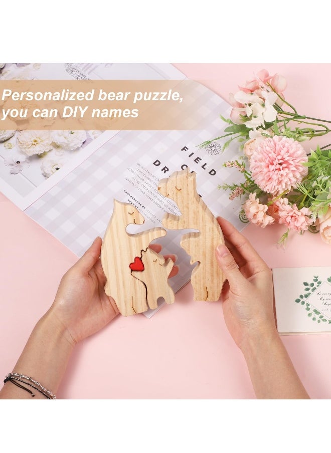Personalized Family Name Puzzle, 3 Bears Wooden Bear Family Puzzle Decorative Wooden Bear Puzzle Creative Birthday Gifts for Parents Home Decor Housewarming Gifts