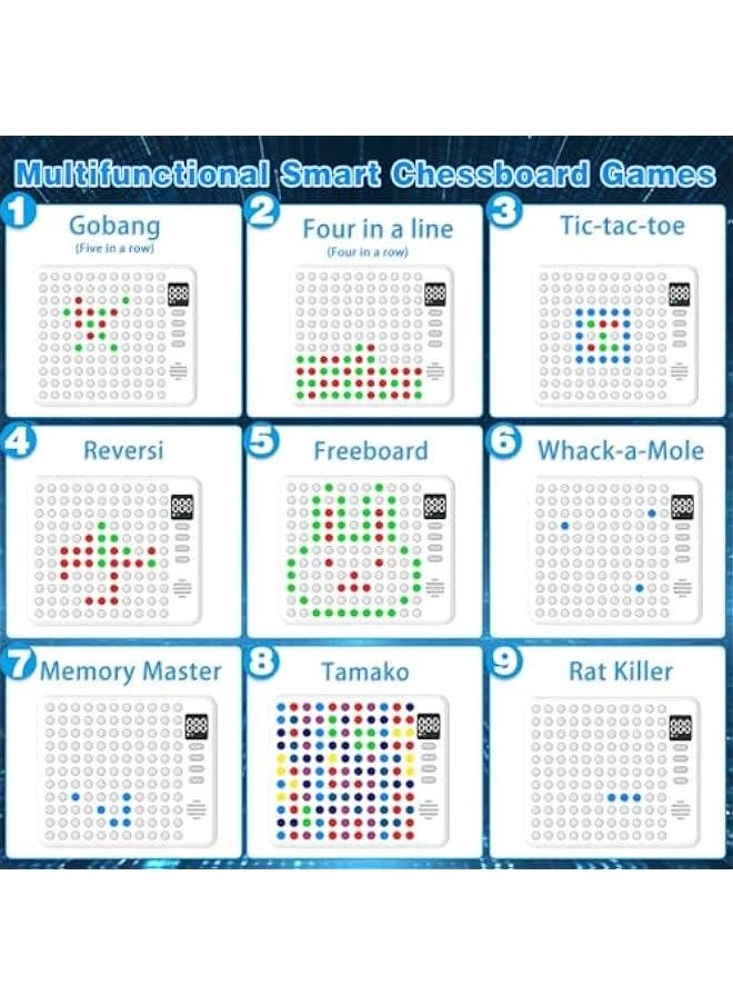 Kids Smart Chessboard Games, Built-in 9 Strategy Board Games Toys 5 in a Row Game, 4 in a Row, Tic Tac Toe, Memory Master AI Electronic Smart Board Game for Travel Party Family Night Gifts