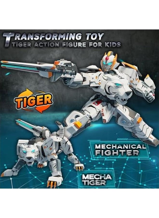 Animal Transforming Robot Toys 10 Inches Tiger Action Figure for Kids Deformation Assembly Robot for Boys  Girls Ages 6 7 8 9 10