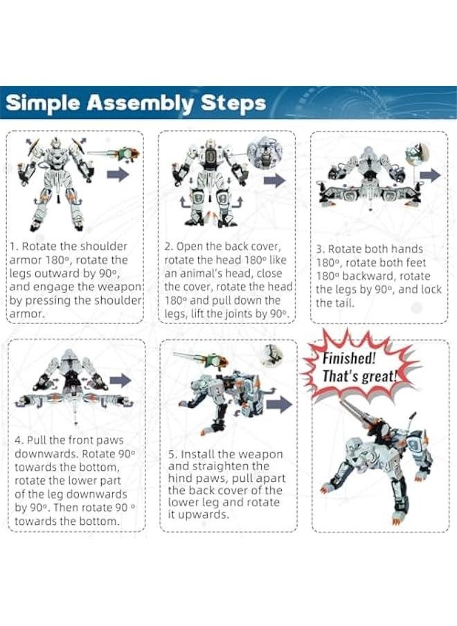 Animal Transforming Robot Toys 10 Inches Tiger Action Figure for Kids Deformation Assembly Robot for Boys  Girls Ages 6 7 8 9 10