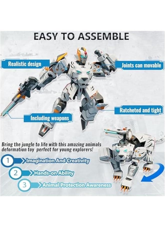 Animal Transforming Robot Toys 10 Inches Tiger Action Figure for Kids Deformation Assembly Robot for Boys  Girls Ages 6 7 8 9 10