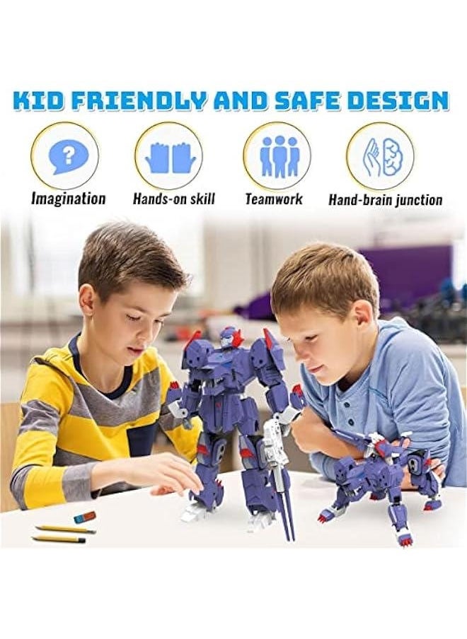 Animal Turn into Robot Toys Assembly Wolf Action Figure for Kids Deformation Robot for Boys  Girls Ages 6-12