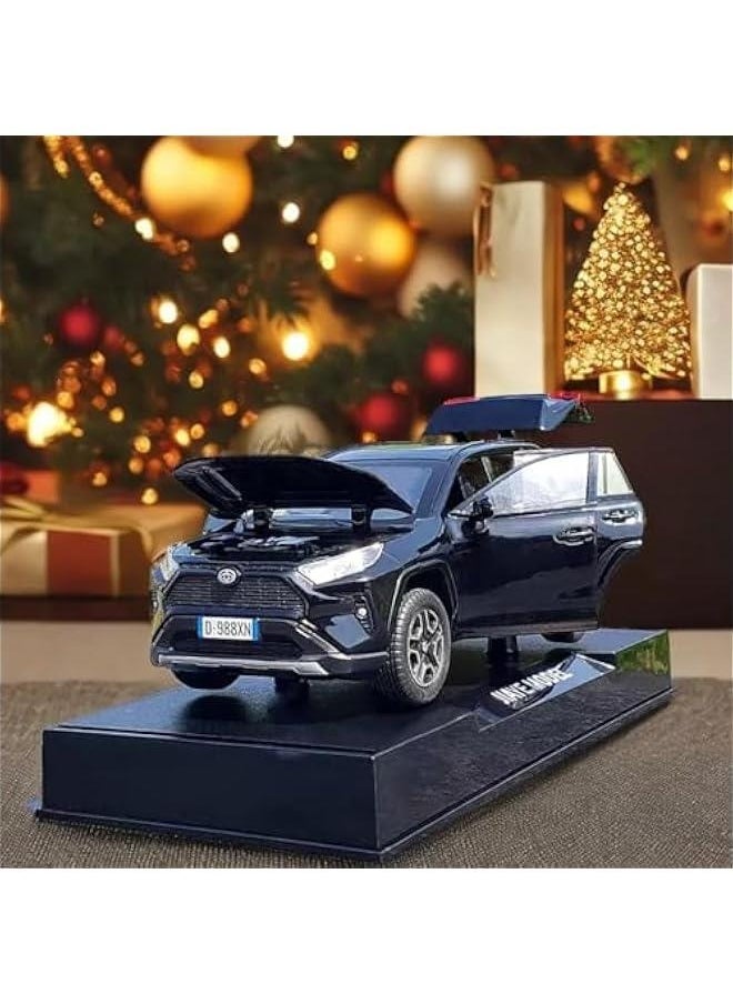 Model Car 1/32 RAV4 Toy Car Alloy Diecast Collectible Model with Light and Sound Toy Vehicle for Boys Kids Toddler Gift Black car