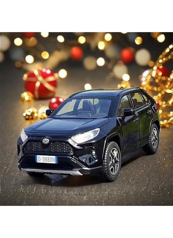 Model Car 1/32 RAV4 Toy Car Alloy Diecast Collectible Model with Light and Sound Toy Vehicle for Boys Kids Toddler Gift Black car