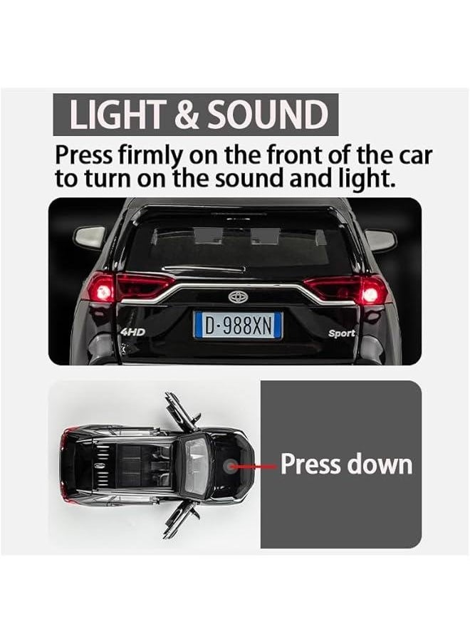 Model Car 1/32 RAV4 Toy Car Alloy Diecast Collectible Model with Light and Sound Toy Vehicle for Boys Kids Toddler Gift Black car