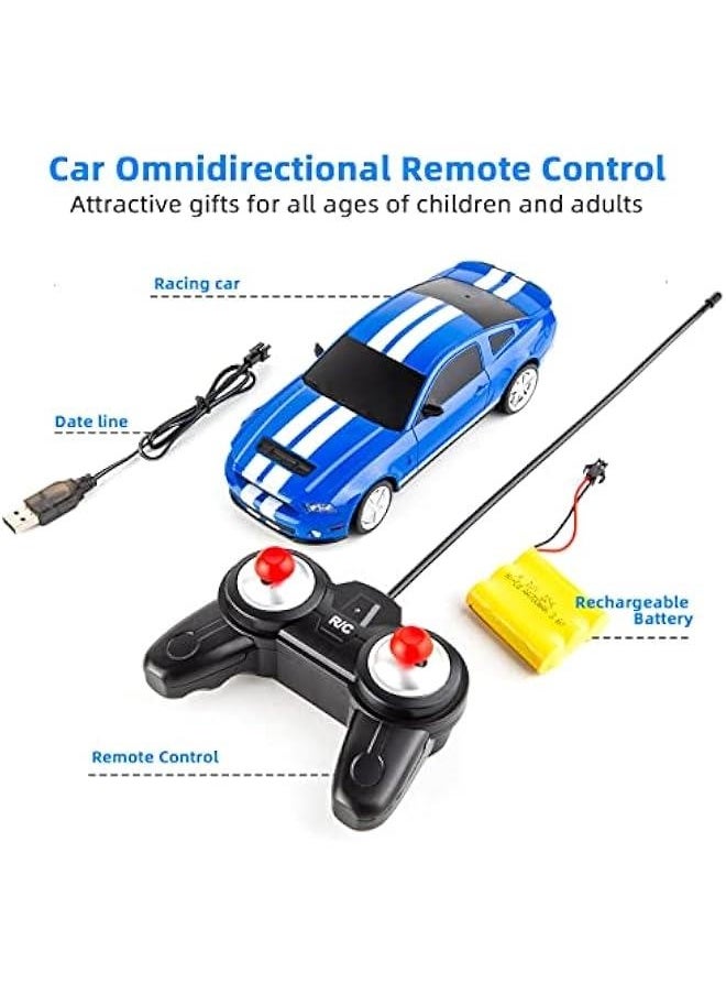 Remote Control 1/24 Ford Mustang Shelby GT500 RC Model Car, Toys for Kids and Adults Blue