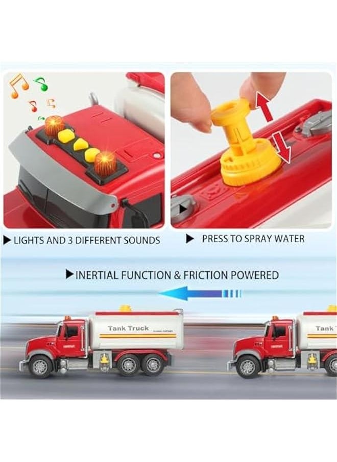 Tanker Truck Toys for Kids with Water Spraying Pump,15 Tow Truck Music Sound and Light for Toddlers Boys Ages 3 4 5 6
