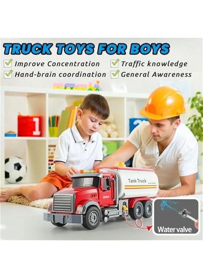 Tanker Truck Toys for Kids with Water Spraying Pump,15 Tow Truck Music Sound and Light for Toddlers Boys Ages 3 4 5 6