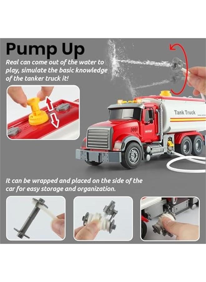 Tanker Truck Toys for Kids with Water Spraying Pump,15 Tow Truck Music Sound and Light for Toddlers Boys Ages 3 4 5 6