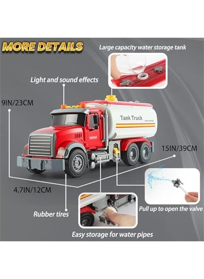 Tanker Truck Toys for Kids with Water Spraying Pump,15 Tow Truck Music Sound and Light for Toddlers Boys Ages 3 4 5 6