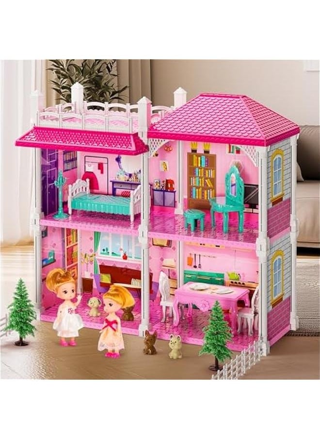 Villa Girls Toys for Kids Ages 2 3 4 5 6 7 - Girls Dolls, DlY Girls Toys, Girls Indoor Toys, Pretend Plays Toy with Accessories and Furniture, Girls Toys, Outdoor Play for Kids
