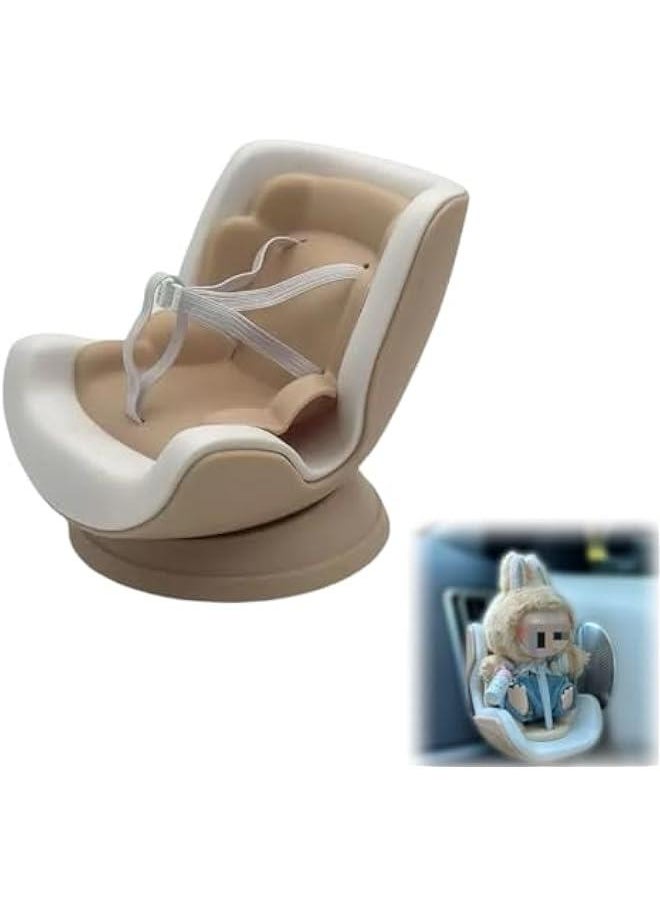 Car Seat Protector for 17cm Labubu Doll, Desktop Ornament Set with Accessories,Protects Dolls, Perfect for Car Decoration and Display,Suitable for 17-cm Dolls (Milk Tea)