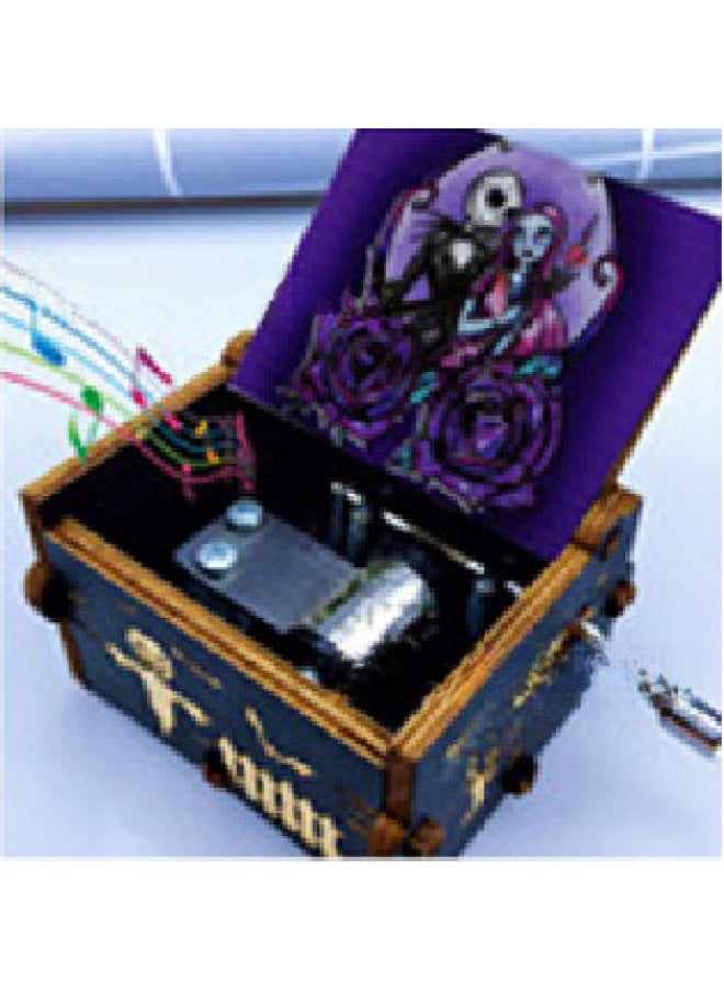 Classical Wooden Music Box Hand-cranked Cartoon Series Eight-tone Music Box Ornament Diy Fine Craftsmanship Gift-Color:Cry Night H