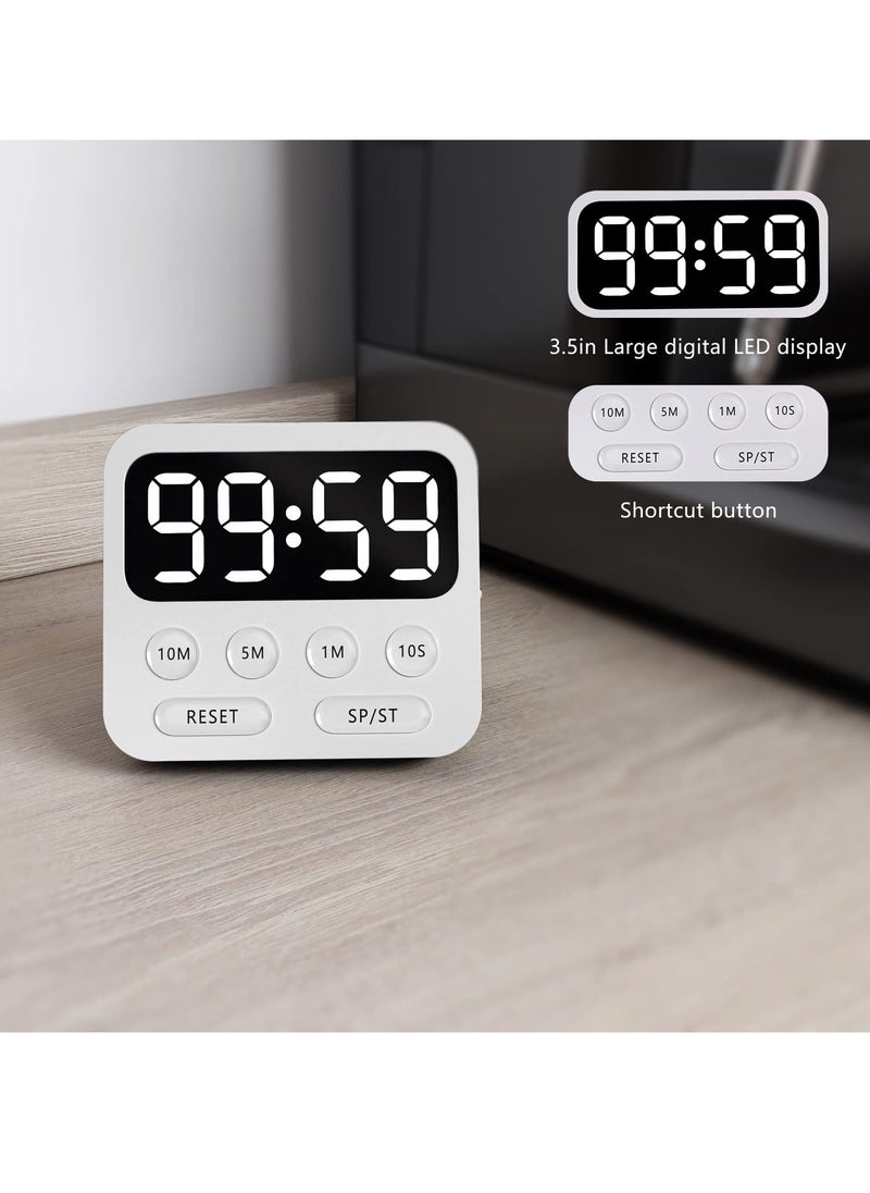 Kitchen Timer, Magnetic Digital Stopwatch Clock Countdown Countup Timer with Large LED Display Volume Adjustable for Cooking, Exercise, Baking, Classroom Kids