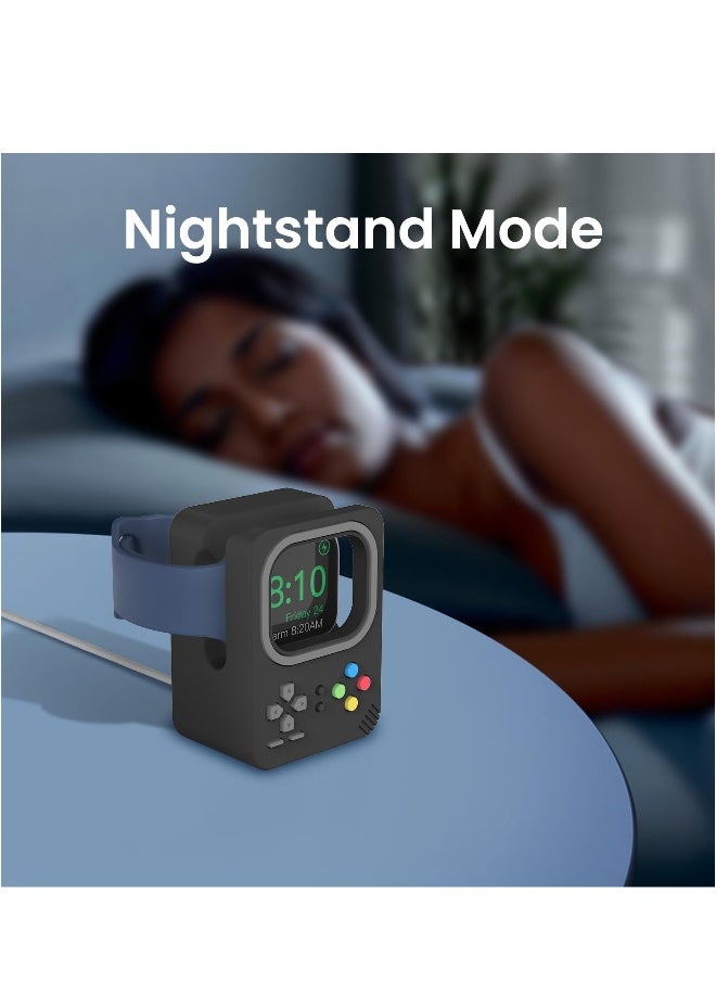 Charging Stand Compatible with Apple Watch Ultra SE2 Series 8 7 6 SE 5 4 3 2 1 (49mm, 45mm, 44mm, 42mm, 41mm, 40mm, 38mm) Silicone Charging Holder Dock, Supports Nightstand Mode