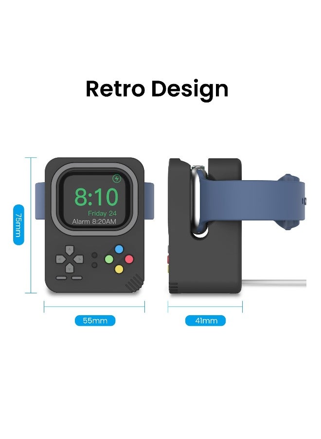 Charging Stand Compatible with Apple Watch Ultra SE2 Series 8 7 6 SE 5 4 3 2 1 (49mm, 45mm, 44mm, 42mm, 41mm, 40mm, 38mm) Silicone Charging Holder Dock, Supports Nightstand Mode