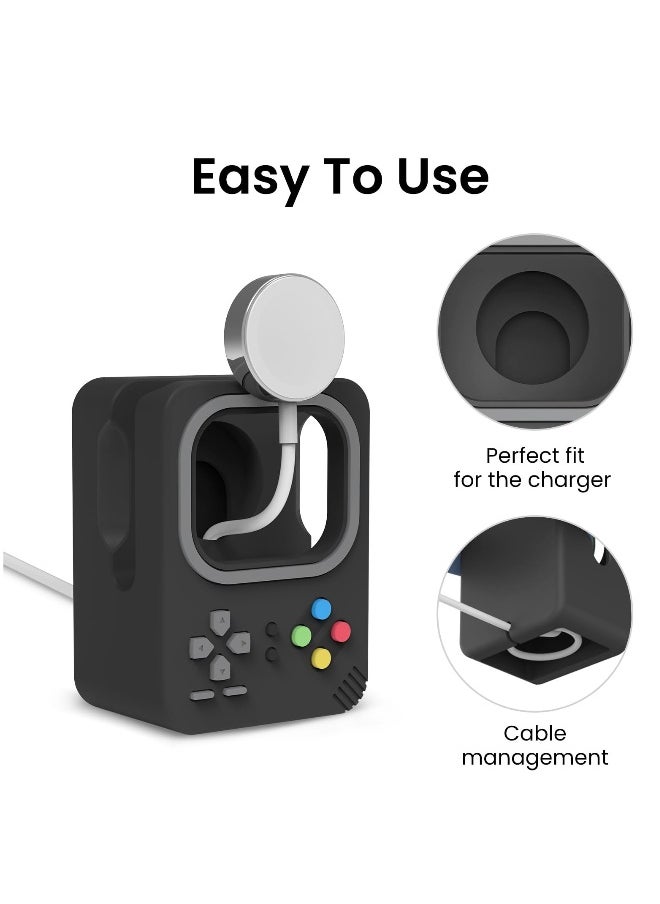 Charging Stand Compatible with Apple Watch Ultra SE2 Series 8 7 6 SE 5 4 3 2 1 (49mm, 45mm, 44mm, 42mm, 41mm, 40mm, 38mm) Silicone Charging Holder Dock, Supports Nightstand Mode