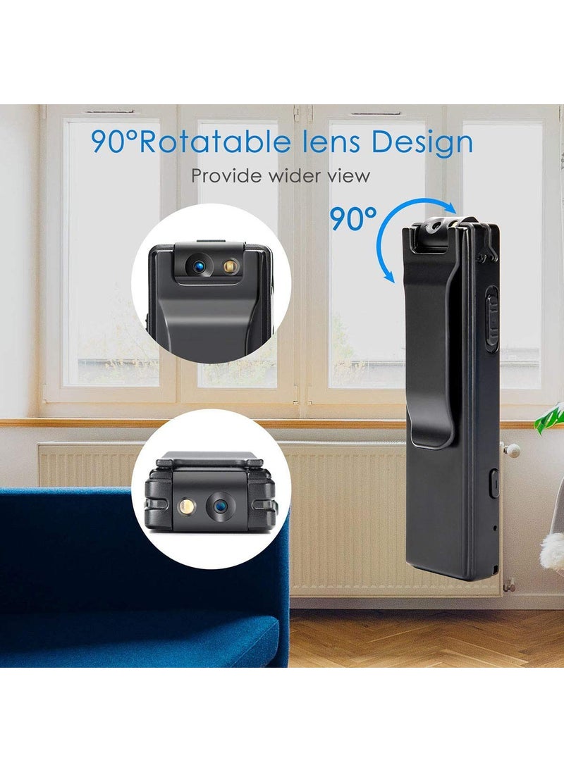 TECHNOVIEW Wired 1080p 5MP 110 Viewing Area A3 Body Camera Portable Device with Long Working Nigh Lamp Motion Activated Indoor and Outddor Security Cam A3 Black