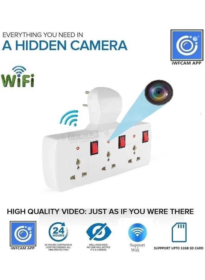 FREDI HD PLUS WiFi Switch Board Camera 1080P HD WiFi Security Indoor Video Recorder Camera with Inbuilt 32GB Sd Card iWFCam APP