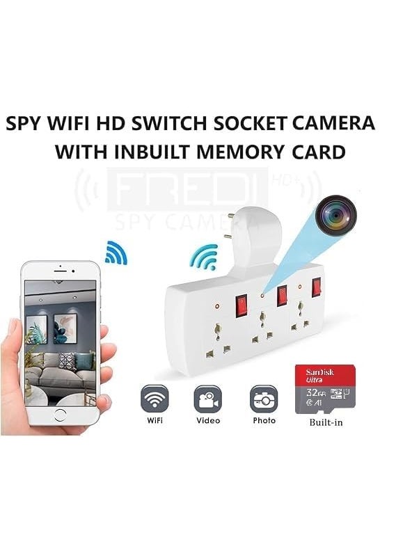 FREDI HD PLUS WiFi Switch Board Camera 1080P HD WiFi Security Indoor Video Recorder Camera with Inbuilt 32GB Sd Card iWFCam APP