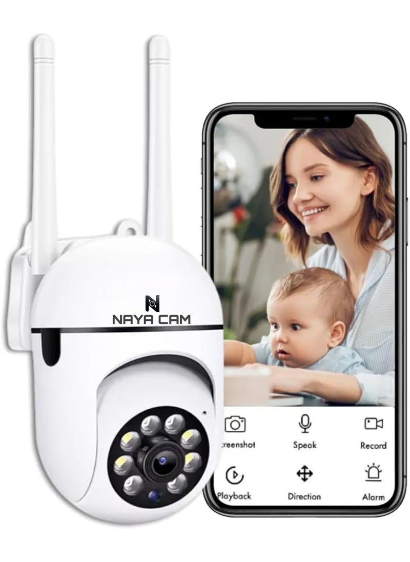 Naya Cam Full HD 1080P Mini PTZ Security Camera 355 Rotating CCTV Camera with Color Night Vision Motion Detection Alerts TwoWay Audio Remote Access and V380 Pro App Live Streaming
