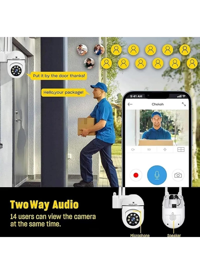 Naya Cam Full HD 1080P Mini PTZ Security Camera 355 Rotating CCTV Camera with Color Night Vision Motion Detection Alerts TwoWay Audio Remote Access and V380 Pro App Live Streaming