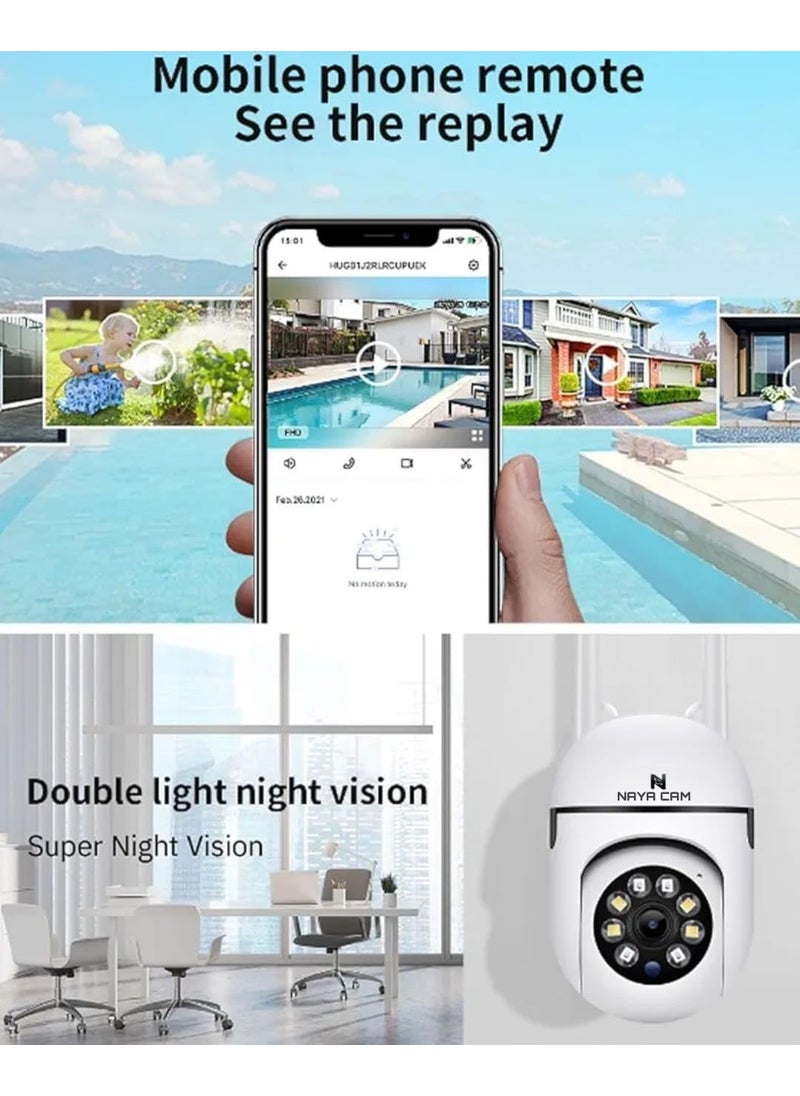 Naya Cam Full HD 1080P Mini PTZ Security Camera 355 Rotating CCTV Camera with Color Night Vision Motion Detection Alerts TwoWay Audio Remote Access and V380 Pro App Live Streaming